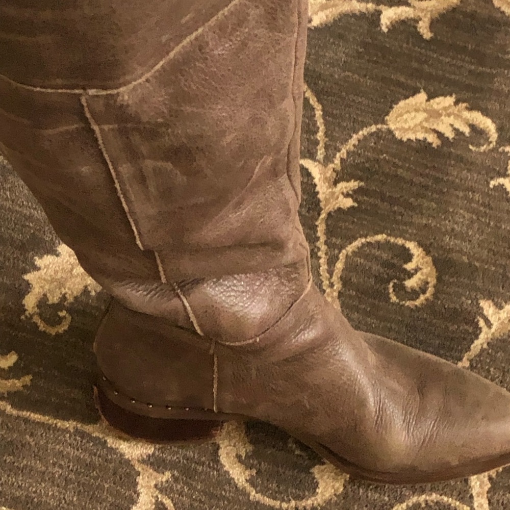 Franco Sarto Brown Leather Over The Knee Boots
